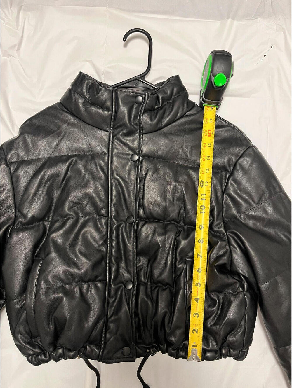 Love Tree Ladies Faux Leather Cropped Puffer Jacket Black Size Womens Small - Picture 7 of 11